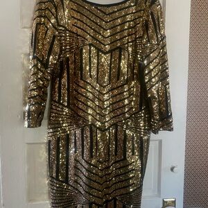 Gold and Black Sequin Dress